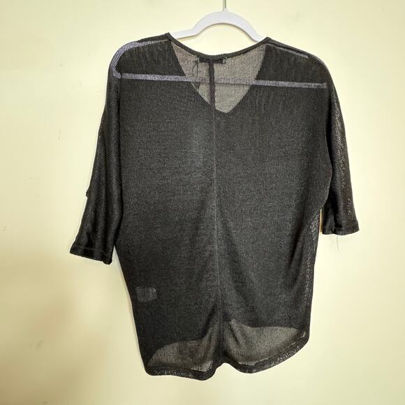 Laila Jayde V-Neck 3/4 Sleeve Sheer Top Women Size Small Black NWT Pullover - Picture 5 of 7